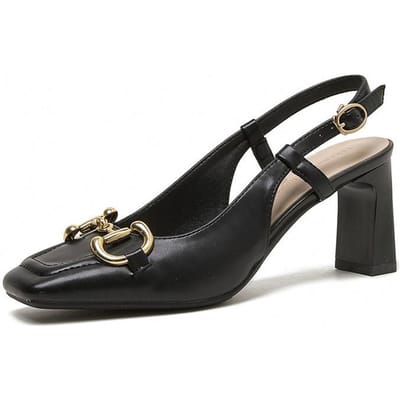 Sandalen met hoge hakken Zomer Nieuw Paardenbit Sandalen met dikke hak Franse Baotou Lege Mary Jane Schoenen 34 black