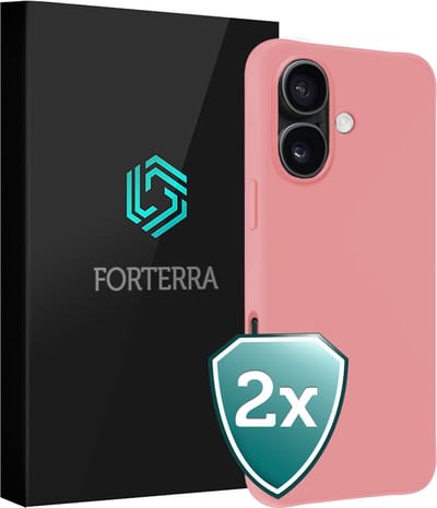 Hoesje 2 Stuks - Geschikt voor Apple iPhone 16 - Sterk & Shockproof - Back Cover - Case Siliconen - Telefoon Hoes - Lichtroze