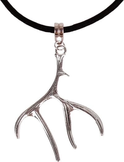 Veterketting Zwart Fluweel - 45cm - Hanger Gewei zilverkleurig 5x4cm