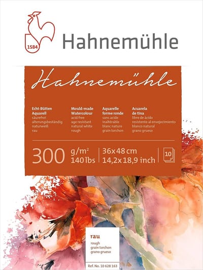 Aquarelblok Ruw Papier 300 g/m² 36x48 cm 10 Vellen - Ideaal voor Nat in Nat Techniek