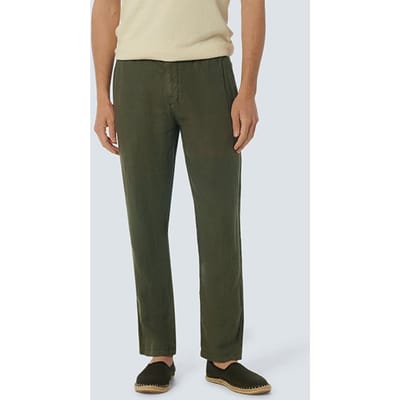 No Excess Pants Linen Garment Dyed Dark Steel Maat: M | Tailored Broeken Outlet | Heren | Groen
