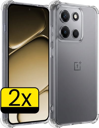 Hoesje - 2 Stuks - Geschikt voor OnePlus Nord 6 - Sterk & Shockproof - Siliconen Case - Back Cover - Telefoon Hoes Shock Proof - Telefoonhoesjes - Transparant