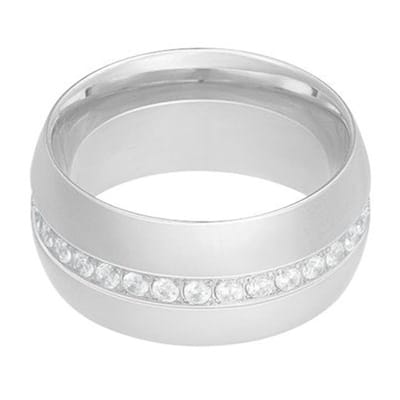 Yehwang Ring Breed Steentjes zilver maat 16