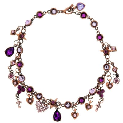 Behave - Ketting met Paarse Hangers - Rosékleur - Romantische Trend