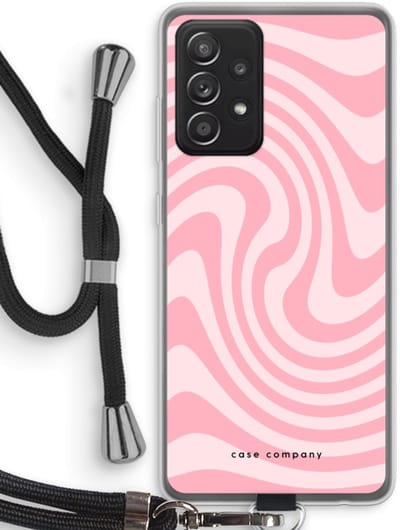 Case Company® - Hoesje met koord geschikt voor Samsung Galaxy A52s 5G hoesje met Koord - Swirl Roos - Telefoonhoesje met Zwart Koord - Bescherming aan alle Kanten en Over de Schermrand