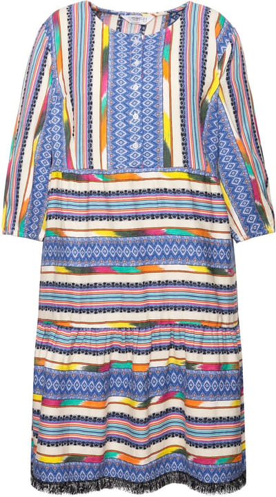 Angel of Style - Dames - Jurk A-lijn motiefstrepen knoopsluiting 3/4-mouwen - Duifblauw - Maat 44