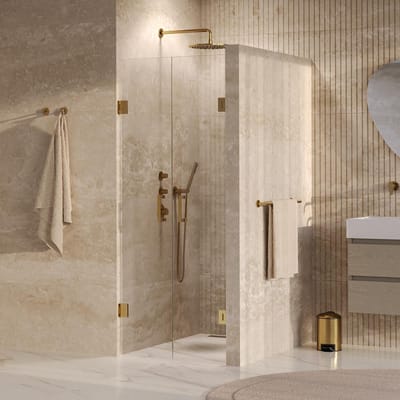 Brauer Void - Pendeldeuren - Helder Glas - 70 x 200 cm - incl. Glascoating - PVD Goud Geborsteld