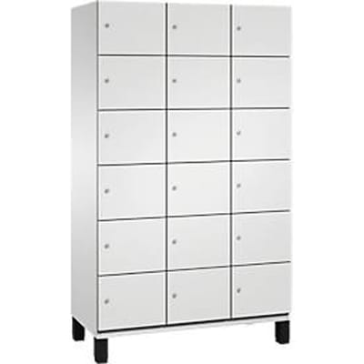 C+P Cambio lockerkast, 3 vakken, 18 vakken, op poten, B 1200 x D 525 x H 1980 mm, lichtgrijs