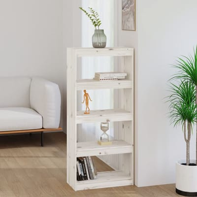 vidaXL - Boekenkast/kamerscherm - 60x30x135,5 - cm - massief - grenenhout - wit