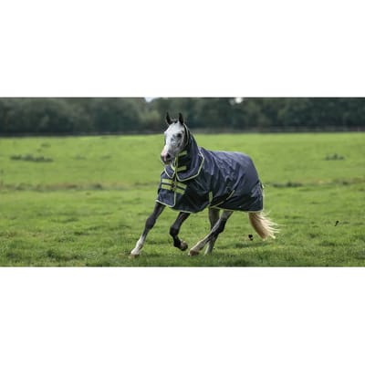Bucas Oasis Turnout 100gr met afneembaar halsdeel - maat 130/175 - darkgrey/lime