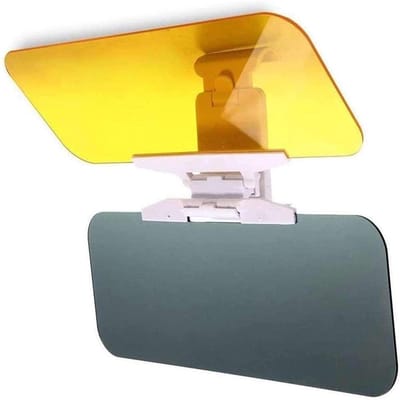 Dailygoods- Zonneklep 2-in-1 Anti-verblindingsvizier - Zonneklepverlenger - Verstelbaar - Acryl/Lichtgewicht - 34x12x2cm - Bruin/Geel - Zonneklepverlenging