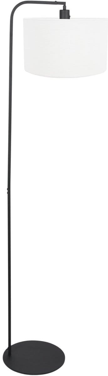 Vloerlamp Stang 4794ZW Modern zwart met grof wit linnen kap, kantelbaar, Steinhauer