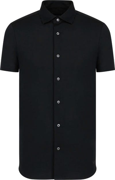 Emporio Armani Zomer 2023 Effen Kleur Geplooide Details Casual Korte Mouw Shirt Heren shirts Zwart 8N1CG0-1JUVZ-0999 L white