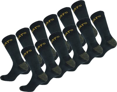 Caterpillar 12 Paar Premium Werksokken - Kuithoogte - Dubbele Versterkt - Katoen Grijs 39-42