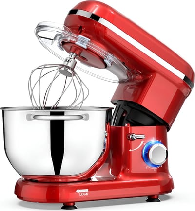 KAD® Deegmachine - Elektrische Deegmixer - Keukenmixer - Rood - 42cm x 27cm x 36cm