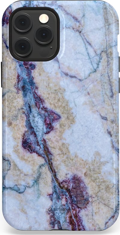 Casetastic hoesje geschikt voor Apple iPhone 12 / Apple iPhone 12 Pro - MagSafe - Dubbellaagse bescherming - Diepzee Marmer - Fashion Case - Blauw Zand