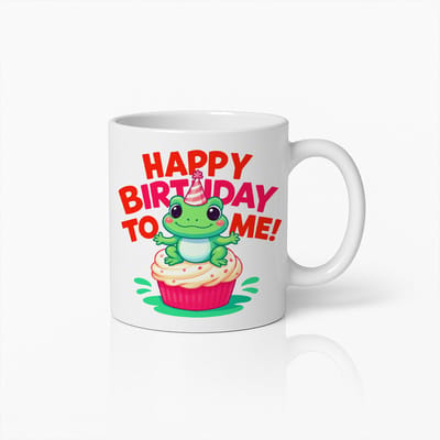 Happy Birthday To Me Mok 330ml – Schattige Kikker op Cupcake Ontwerp – Leuke Verjaardags Koffiebeker voor Kinderen, Tieners & Volwassenen