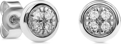 Miore Pure Oorbellen Dames - 9 Karaat - Zilverkleurig - Met Diamanten - Knopjes - 4.5 mm