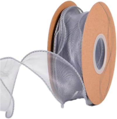 Translucent Organza Lint van 4 cm Breed voor Cadeaus, Bruidsboeketten en Decoraties in Grijs