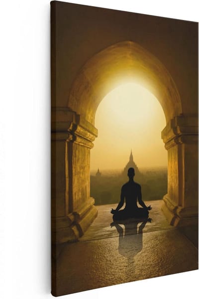 Artaza Canvas Schilderij Zonsondergang - 20x30 cm - Klein - Wanddecoratie Boeddha - Muurdecoratie Spiritueel - Kamer Accessoires