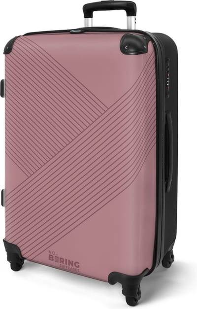 NoBoringSuitcases.com® - Koffer groot - Rolkoffer lichtgewicht - Roze met abstracte lijnen - Reiskoffer met 4 wielen - Reis trolley voor vrouwen - Grote valies XL - Bagagekoffer op wieltjes - 20 kg bagage - Ruimbagage middelgroot