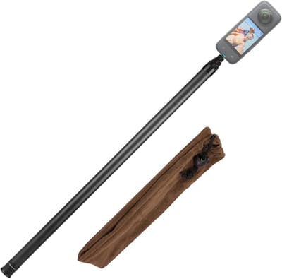 Selfiestick Actiecamera - Telescoopstang Panorama - Livestreaming Golfopnames - Lichtgewicht Koolstofvezel - 56 tot 300 cm - Zwart