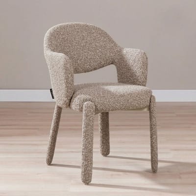 Bronx71® Eetkamerstoel June bouclé bruin - stoel