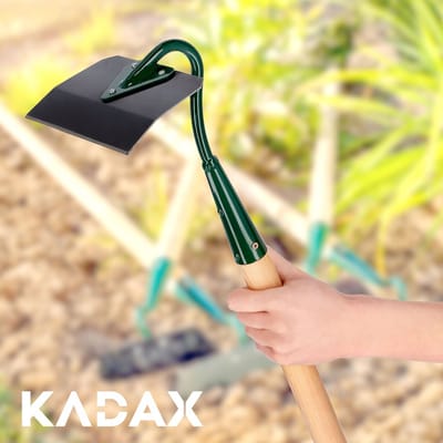 KADAX Hak, tuinschoffel van metaal, onkruidzak met lange steel van hout, tuingereedschap voor het verwijderen van onkruid, schoffel voor het losmaken, luchten en wieden van de grond (16 cm)