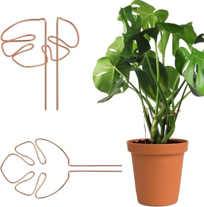 Set van 2 Plantsteunen van Aluminium met Uniek Bladontwerp voor Binnenplanten, Veelzijdige Steun voor Alocasia en Monstera, Decoratieve Plantenondersteuning en Tuinaccessoire