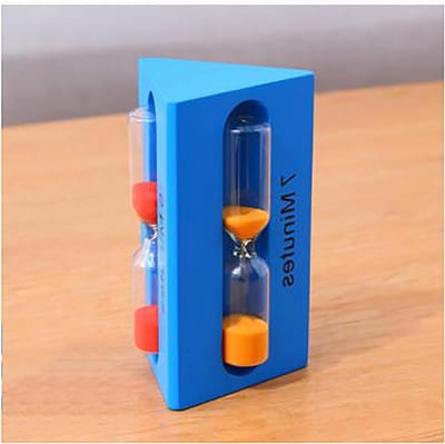 Zandloper Driehoek - Keukentimer Zand - Koken en Spelletjes - Drie Timers In Eén - 6x10 cm - Blauw