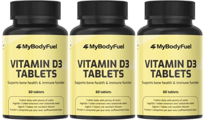 MyBodyFuel - Vitamine D3 Tabletten - 25 µg (1000 IE) - 3 Pack (180 Tabletten) - Vitamine D voor Volwassenen