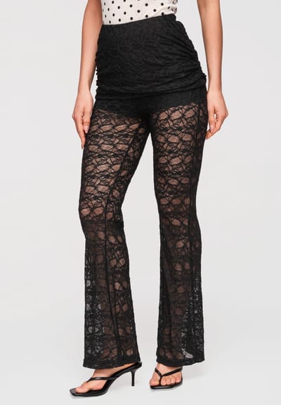 OMBRE Broek - Slim Fit - Gebloemd - Broek Zwart ONESIZE