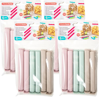 Plasticforte 24x afsluitclips / vershoudclips - 10 cm - keuken/voedsel zakjes afsluiten - Vershoudklemmen - vershoudknijpers