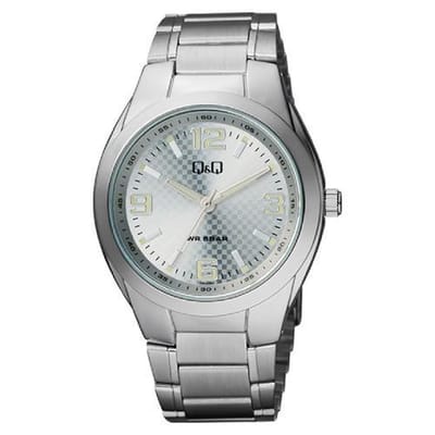 Q&Q QB52J204Y - Horloge - Analoog - Mannen - Heren - stalen band - Rond - Metaal - Cijfers - Streepjes - Zilverkleurig