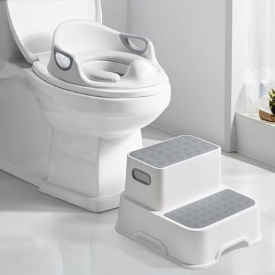 Dailygoods- WC-Bril Softclose - WC-Bril Verkleiner - Zindelijkheidstraining - Opstapkrukken - Inclusief Reinigingsborstel - Hygiënisch Onderhoud - Kindertoilet