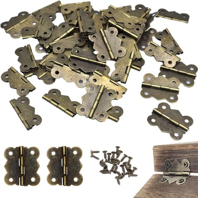 Dailygoods- Vlinderscharnieren 50 stuks - Antieke Messing - 27 x 30 mm - Draaischarnieren 0°-90° - Meubelmontage - Corrosiebestendig - Scharnieren