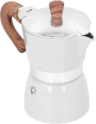 Klassieke Italiaanse Moka Pot voor 3 Kopjes, Aluminium Koffiezetter voor Thuis, Kamperen en Kantoor met Anti-verbrand Handgreep en Compact Ontwerp