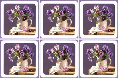 6 Wenskaarten met envelop - Vierkant - Blanco - Bloemen - Gekleurde envelop - 16 x 16 cm