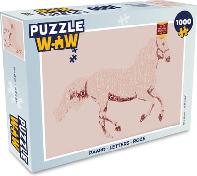 Puzzel Paard - Letters - Roze - Meisjes - Kinderen - Meiden - Legpuzzel - Puzzel 1000 stukjes volwassenen