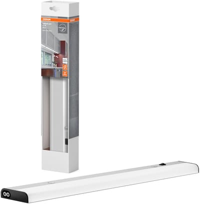 OSRAM flat Eco onderkastarmatuur voor opbouwmontage 840 koudwit in zilver van aluminium, IP20-bescherming, voor onderkastplankverlichting