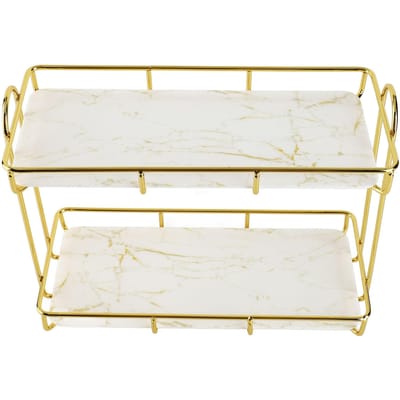Badkamer Opbergrek Goud Wit 2 Laags Make-up Plank Gehumaniseerde Structuur Anti-slip Aanrecht Organizer S 100x40x0.3cm / 39.4x15.7x0.1in white