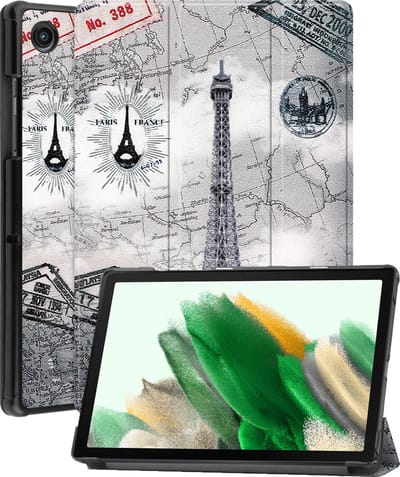 Hoes - Geschikt voor Samsung Galaxy Tab A8 - Dun & Stevig - Trifold Bookcase - Hard Cover - Hardcover Book Case - Tablet Hoesje - Eiffeltoren