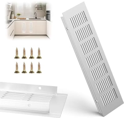 Aluminium Ventilatierooster 30 x 8 cm - Rechthoekig Zwart Luchtrooster voor Badkamer, Keuken, en Kasten