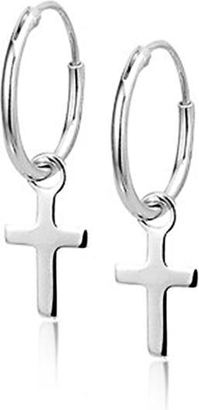 Montebello Oorbellen Kruisje - 925 Zilver - ∅10mm
