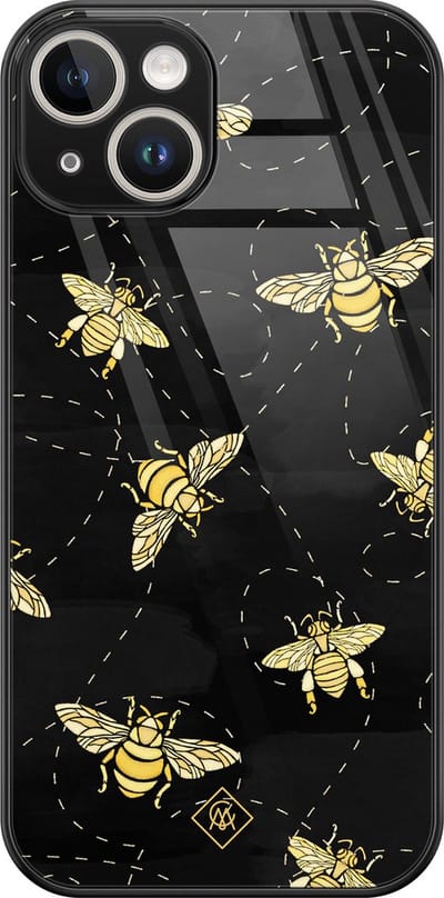 Casimoda® hoesje - Geschikt voor iPhone 13 - Bee Yourself - Luxe Hard Case Zwart - Backcover telefoonhoesje - Zwart
