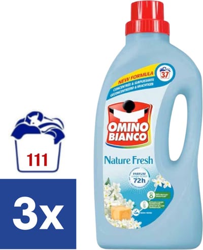 Omino Bianco Vloeibaar Wasmiddel Nature Fresh - 3 x 1.480 l (111 wasbeurten)