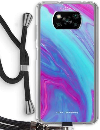 Case Company® - Hoesje met koord geschikt voor Poco X3 Pro hoesje met Koord - Zweverige regenboog - Telefoonhoesje met Zwart Koord - Bescherming aan alle Kanten en Over de Schermrand