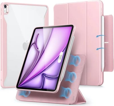 ESR Rebound Hybrid 360 Hoes Geschikt voor Apple iPad Air 13 (2024/2025/2026) Book Case Roze