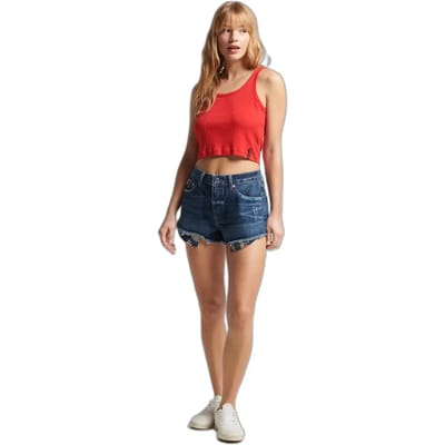 Superdry - Vintage Cut Off short met hoge taille - Dames - Jeans shorts