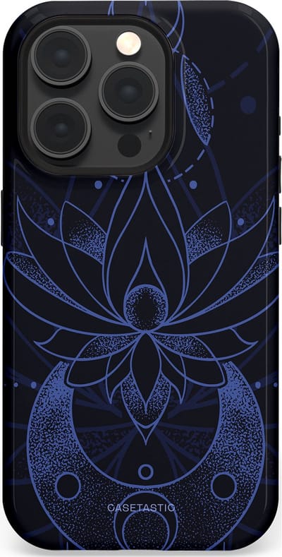 Casetastic Hoesje Geschikt voor Apple iPhone 15 Pro Magsafe - Stijlvolle Beschermende Duo-layer Case - Lotus Nacht